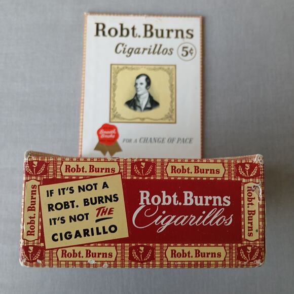 Robt. Burns 5 cent Cigarillos 5"x4"x2" General Cigar Co vintage empty cigar box - Picture 1 of 10